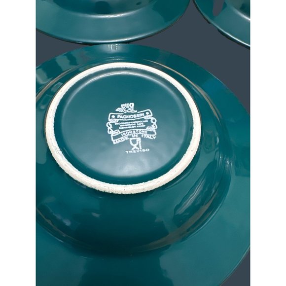 Pagnossin Treviso Ironstone Dark Green & Maroon 4 Pasta Bowls & 3 Salad Plates - Picture 11 of 13